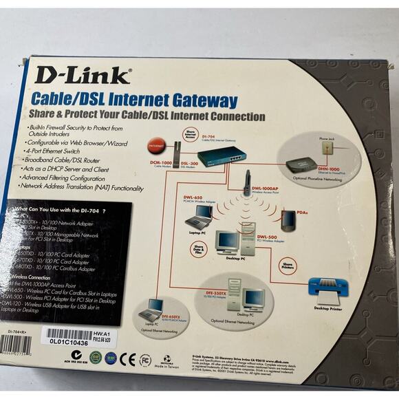 D-Link DI-704P Ethernet Broadband Router Digital Home New Sealed Box - Picture 2 of 3